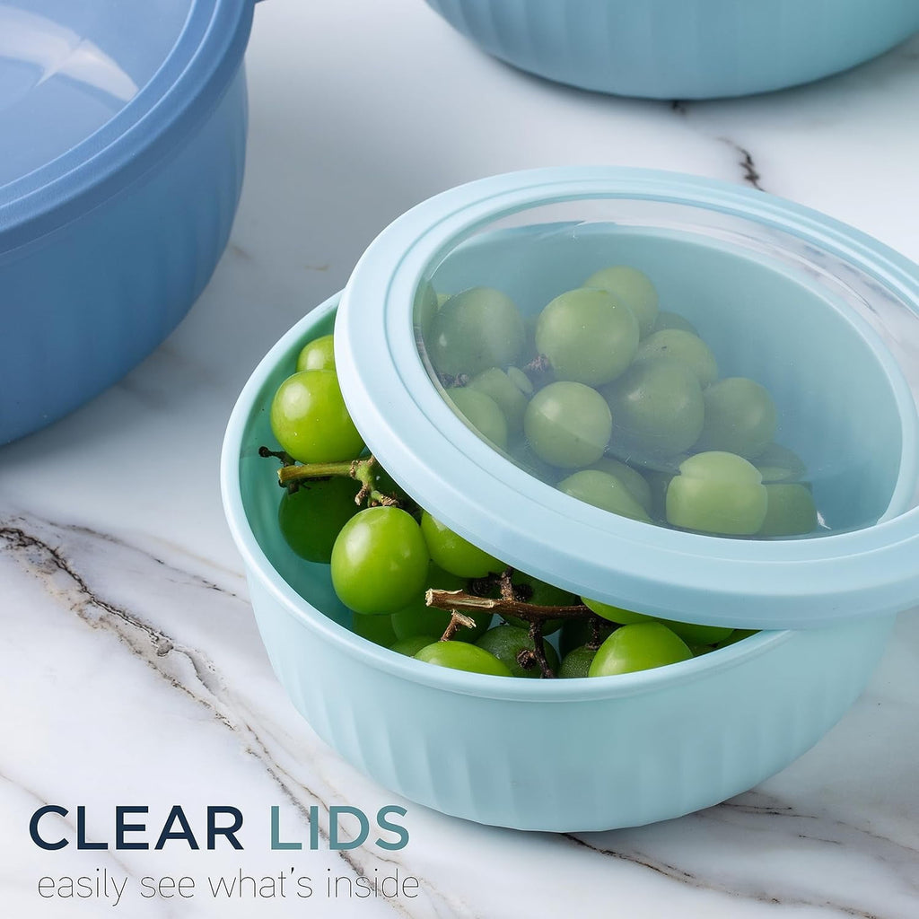 COOK WITH COLOR Meal Prep Containers Wide Mixing Bowls Food Storage Containers with Lids, Blue 12 Pcs