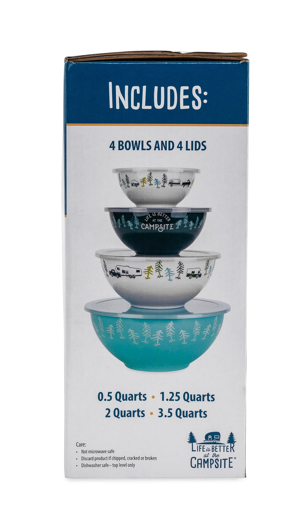 Camco Life is Better at the Campsite Nesting Bowl Set, 8 Piece, Multicolor (53451)