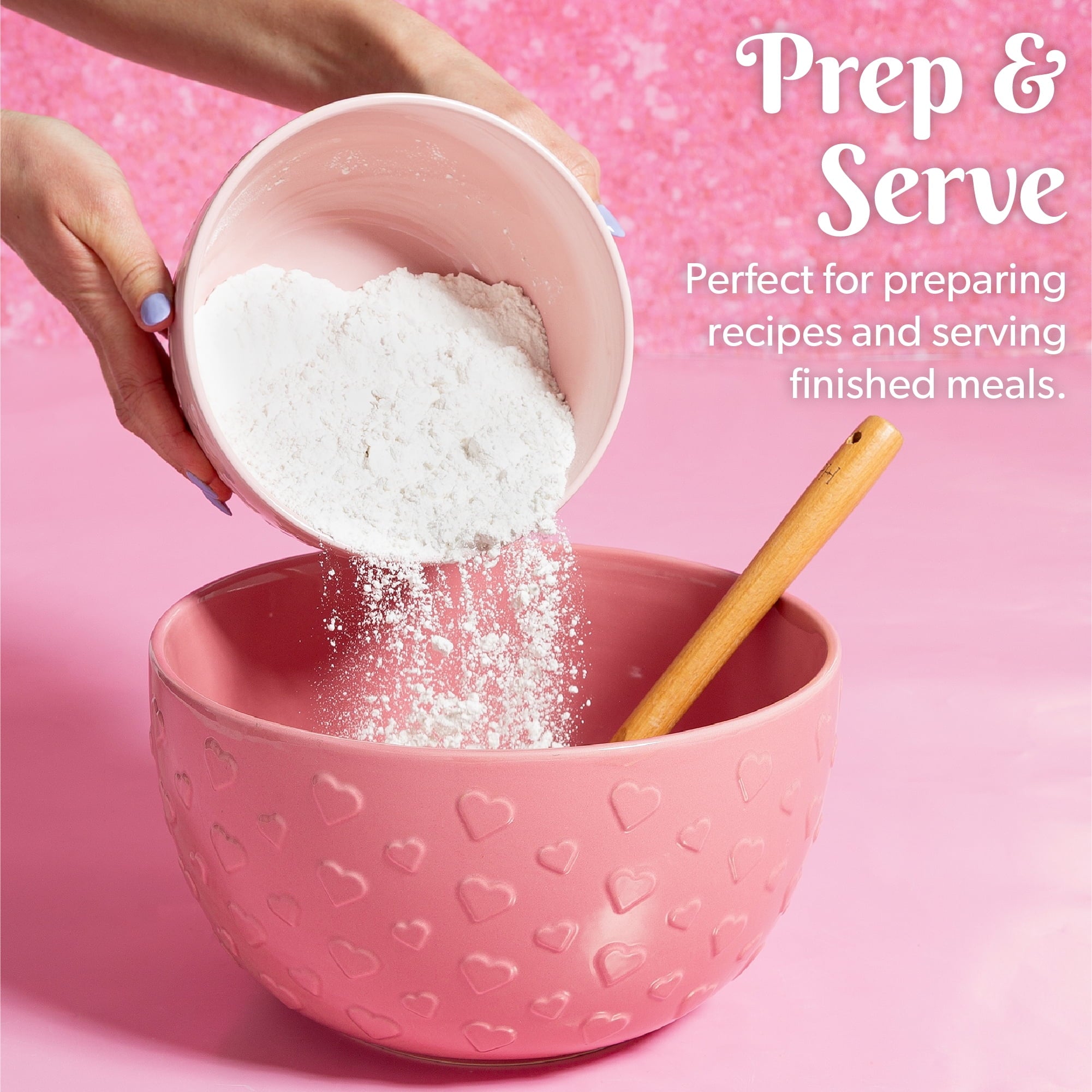 Paris Hilton 3 Piece Ceramic Bowl Set, Durable Stoneware, 1.5qt., 3qt., 5qt. Sizes