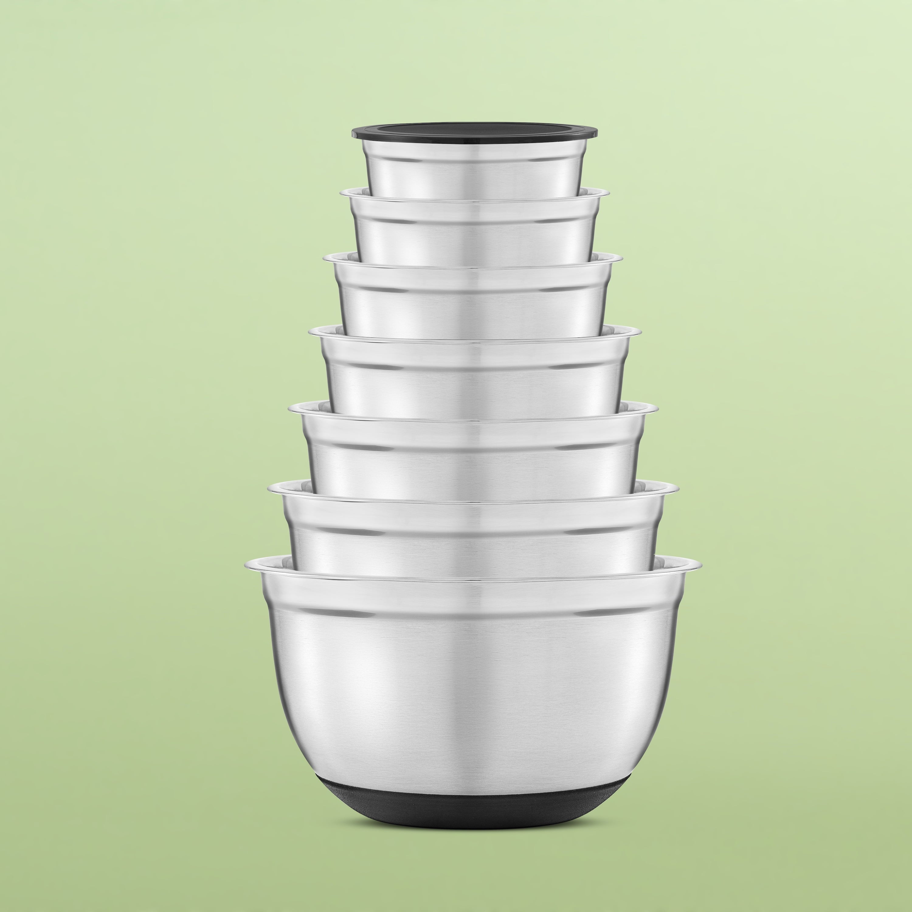 JoyJolt Stainless Steel Mixing Bowls with Lids Set of 7, Black