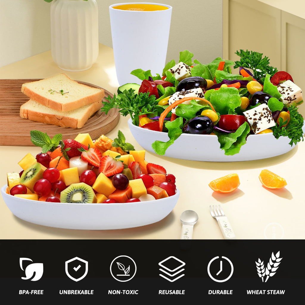 Soulgenix Wheat Straw Dinnerware Sets 32 Pcs, Dinnerware Sets for 8, Unbreakable Microwave Safe, Black