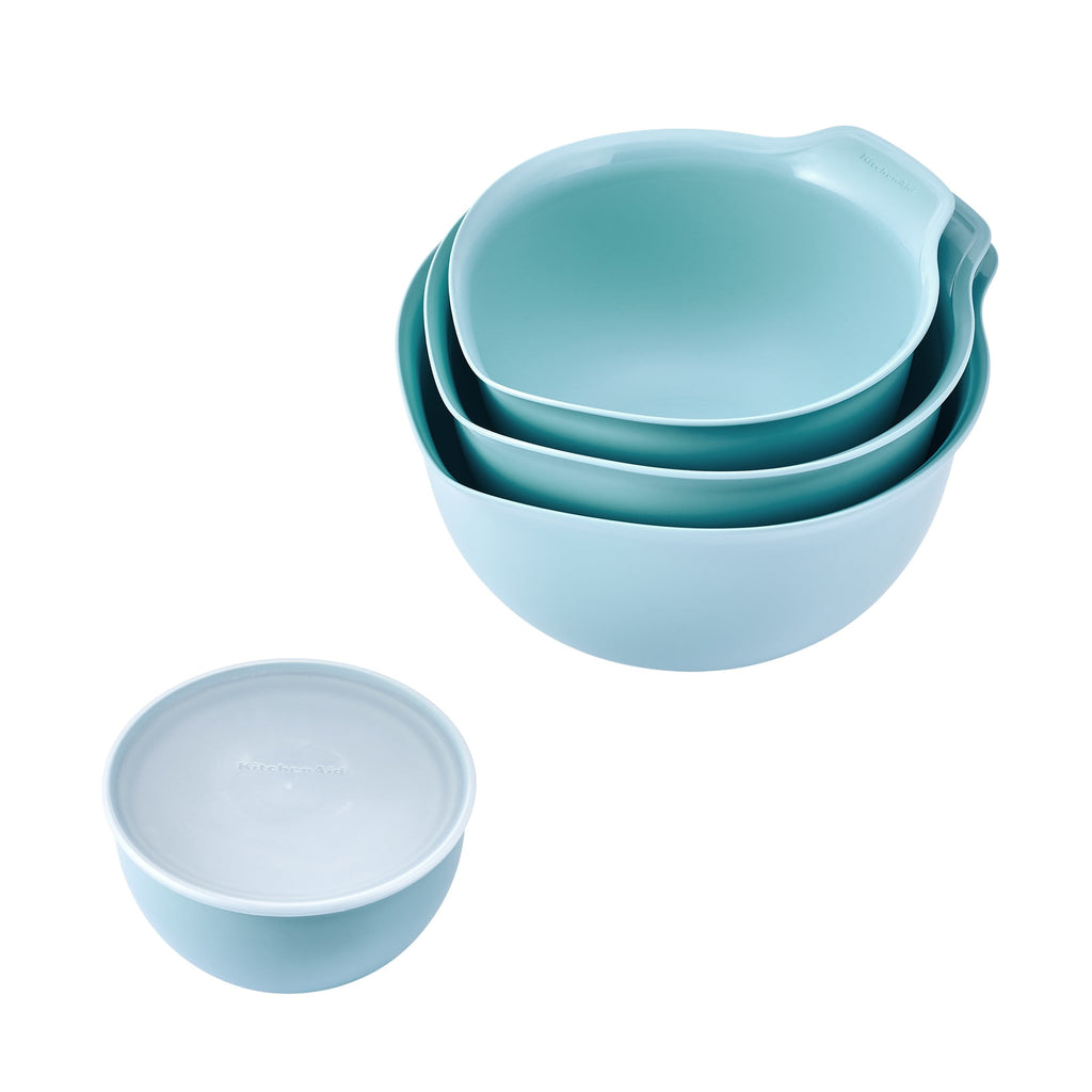 KitchenAid 7-Piece Plastic Nesting Mixing Bowl Set and Prep Bowls with Lids, Mineral Water