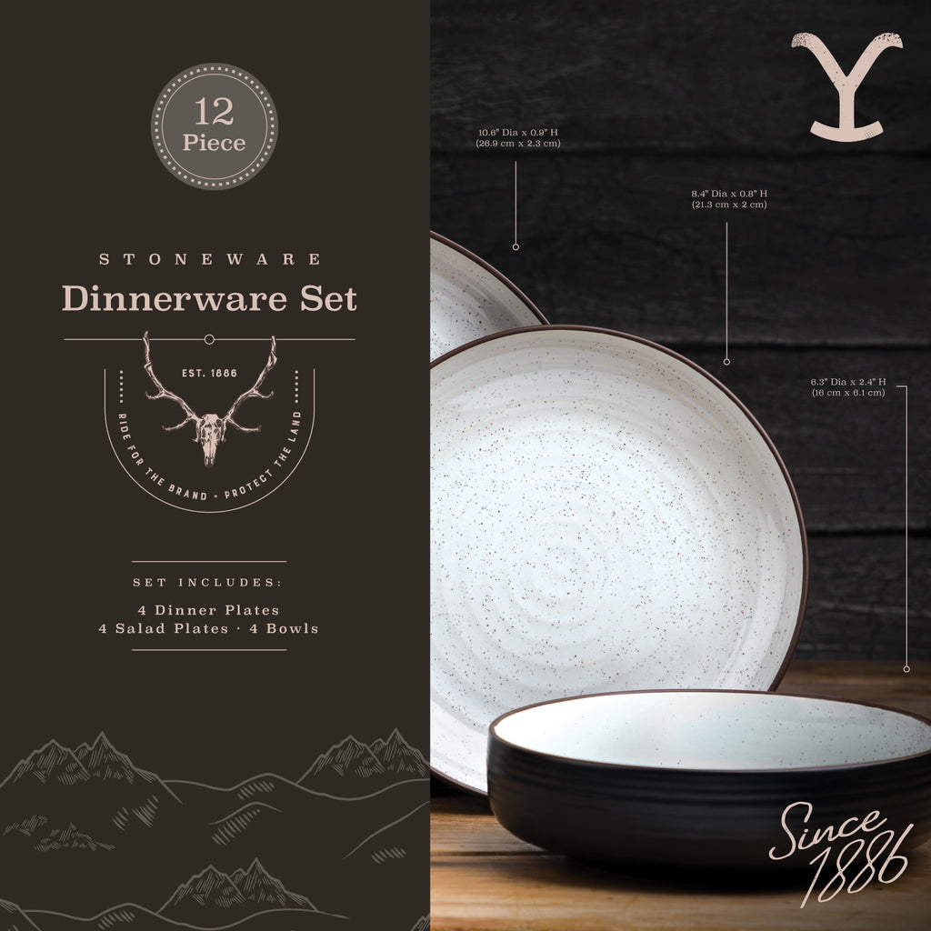 Yellowstone Beth 12-Piece Ceramic Dinnerware Set