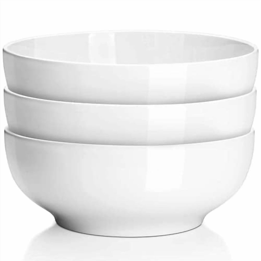 Delling Ceramic Mixing Bowls Set with 3 Piece for Pasta, Soup and Salad, Serving Bowls, White