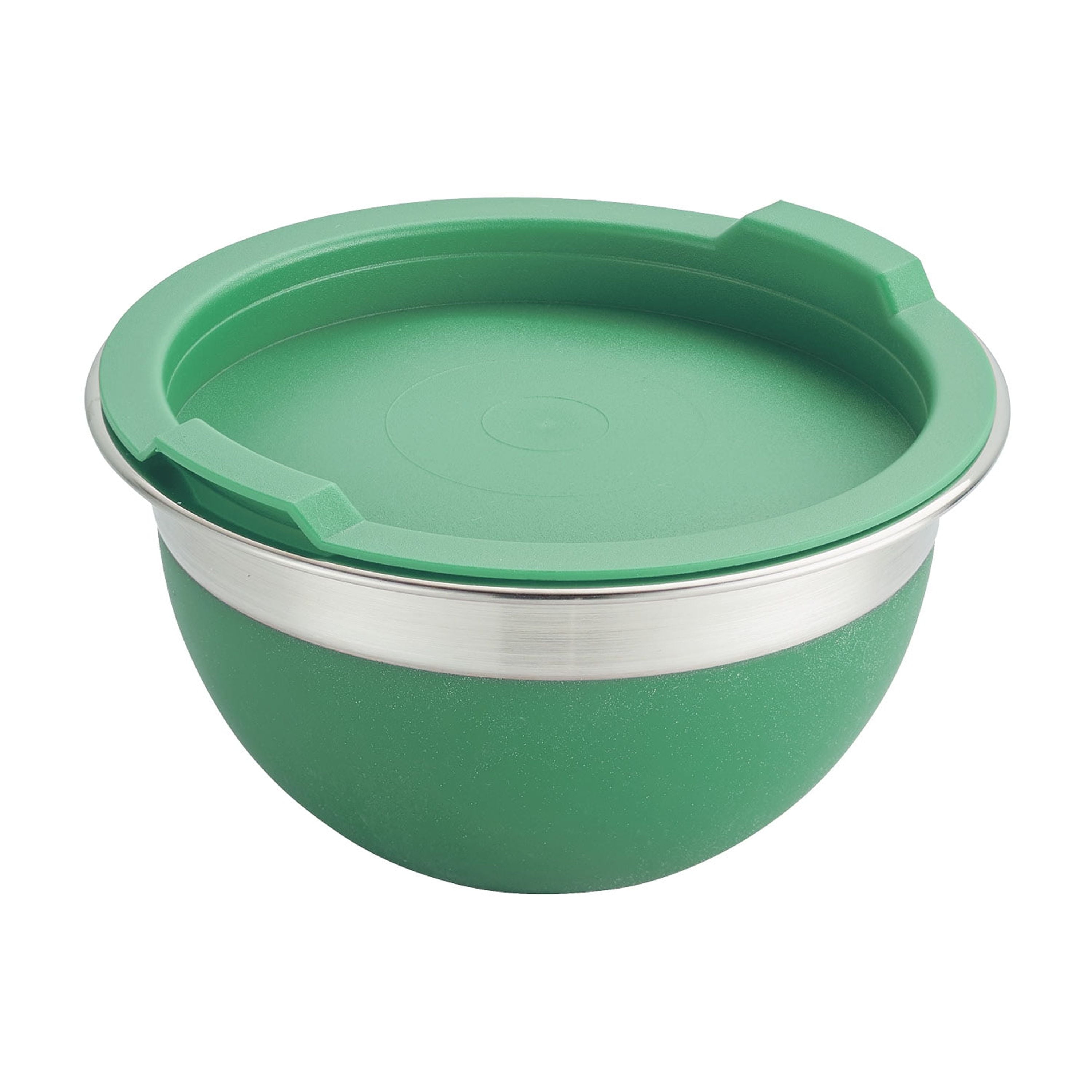 Tramontina 10-Piece Stainless Steel Mixing Bowl Set with Lid, High Wall with Mint Green Silicone Sides, Dishwasher Safe