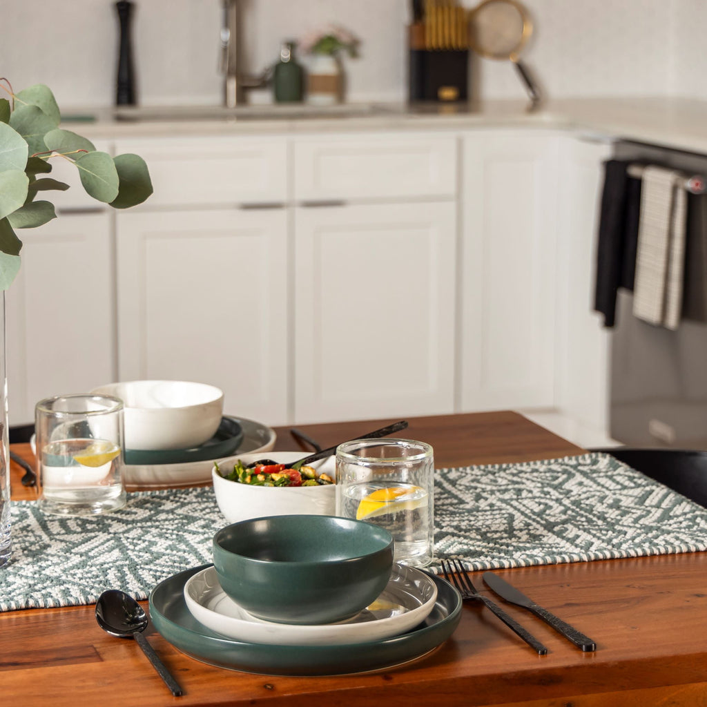 Thyme & Table Caspian Green 12-Piece Ceramic Dinnerware Set