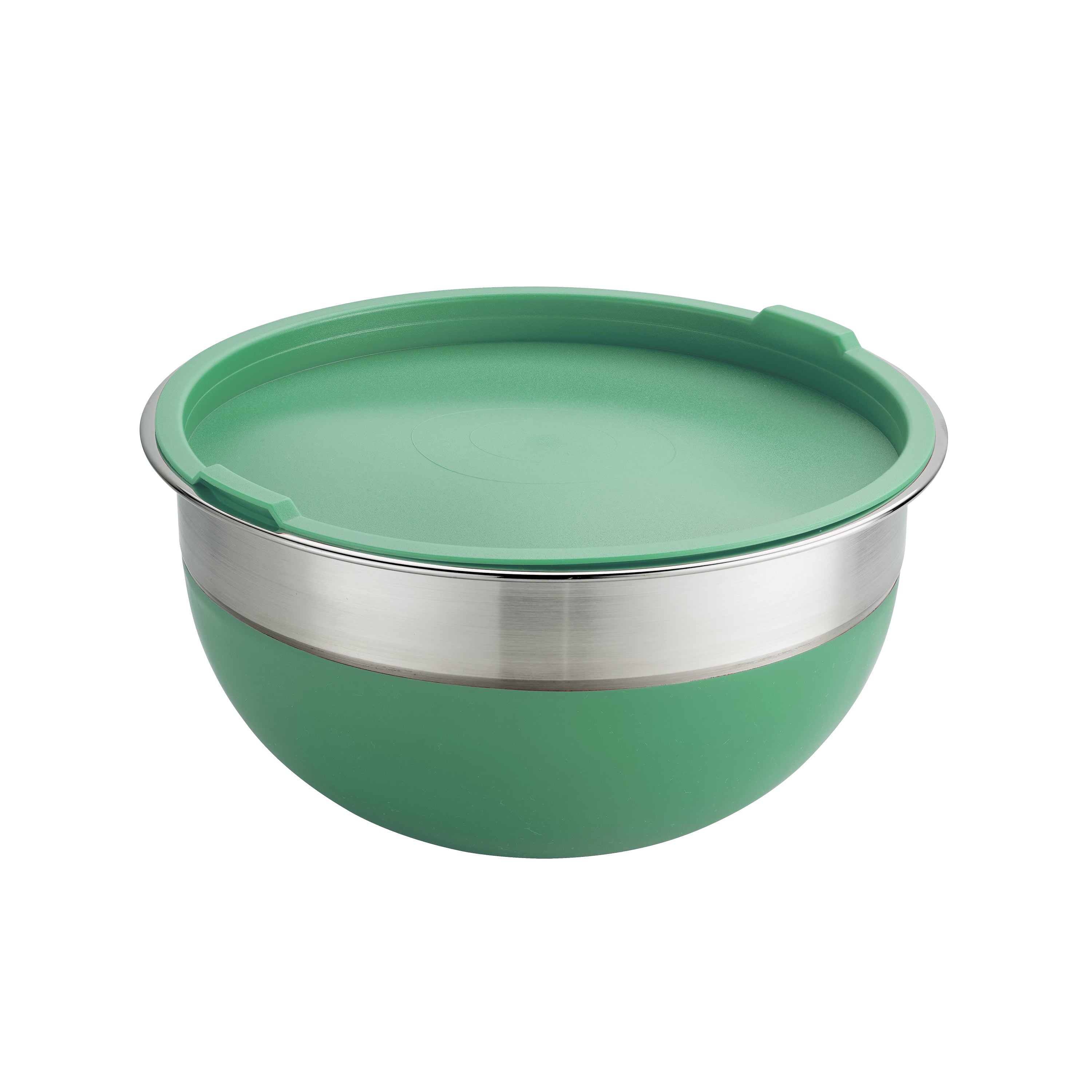 Tramontina 10-Piece Stainless Steel Mixing Bowl Set with Lid, High Wall with Mint Green Silicone Sides, Dishwasher Safe