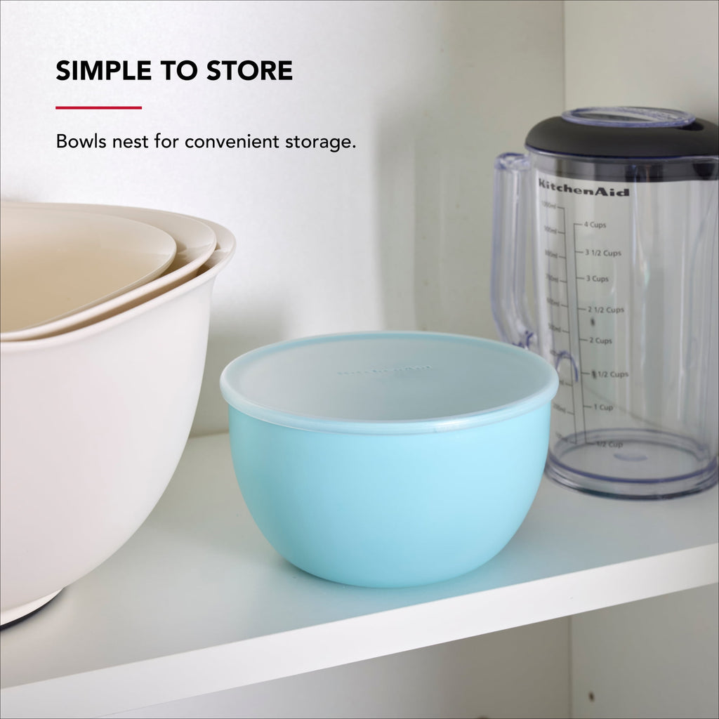 KitchenAid 7-Piece Plastic Nesting Mixing Bowl Set and Prep Bowls with Lids, Mineral Water