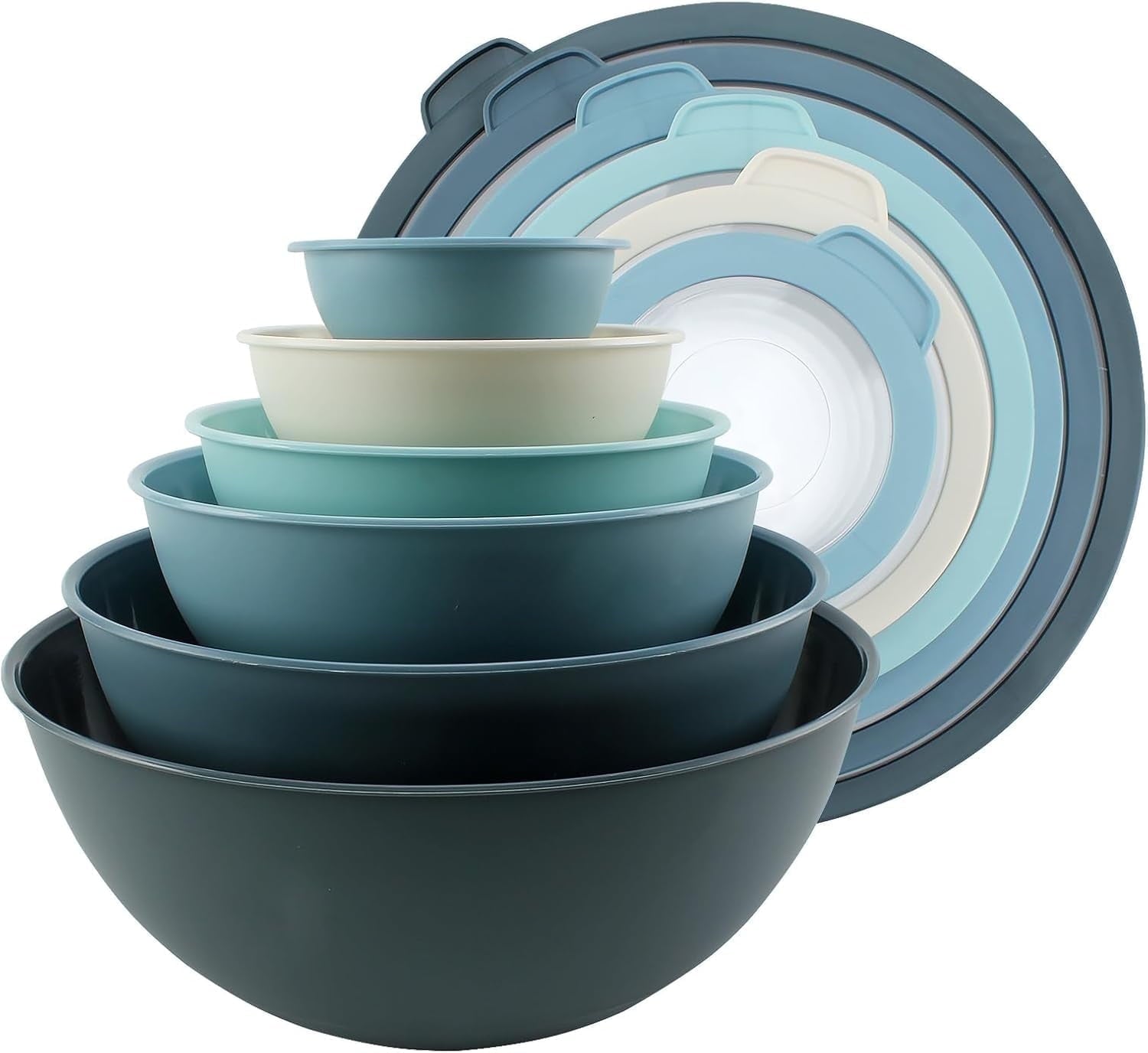 COOK WITH COLOR 12-Pc Mixing Bowls with Lids Set Plastic Bowls for Kitchen, Mint Embossed