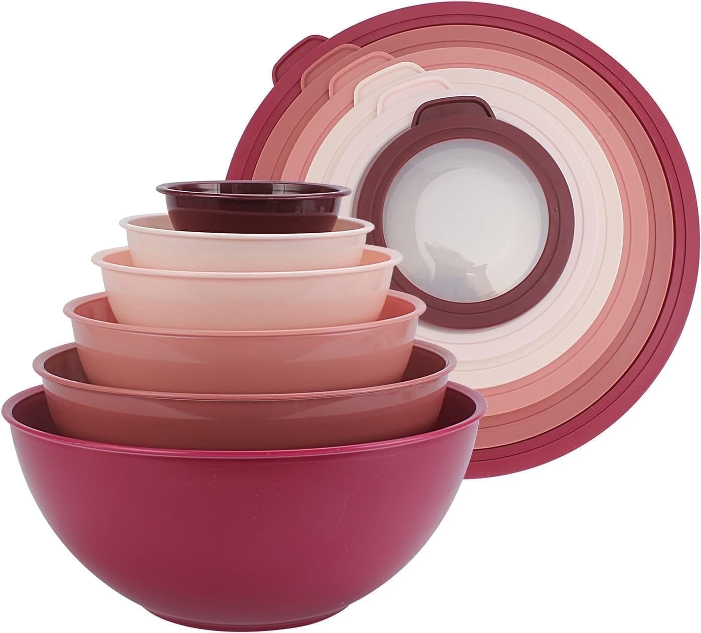 COOK WITH COLOR 12-Pc Mixing Bowls with Lids Set Plastic Bowls for Kitchen, Mint Embossed