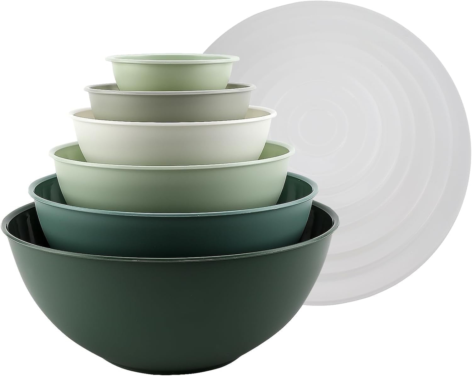 COOK WITH COLOR 12-Pc Mixing Bowls with Lids Set Plastic Bowls for Kitchen, Mint Embossed