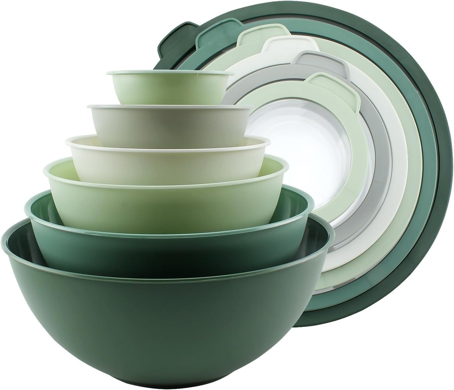 COOK WITH COLOR 12-Pc Mixing Bowls with Lids Set Plastic Bowls for Kitchen, Gray Embossed