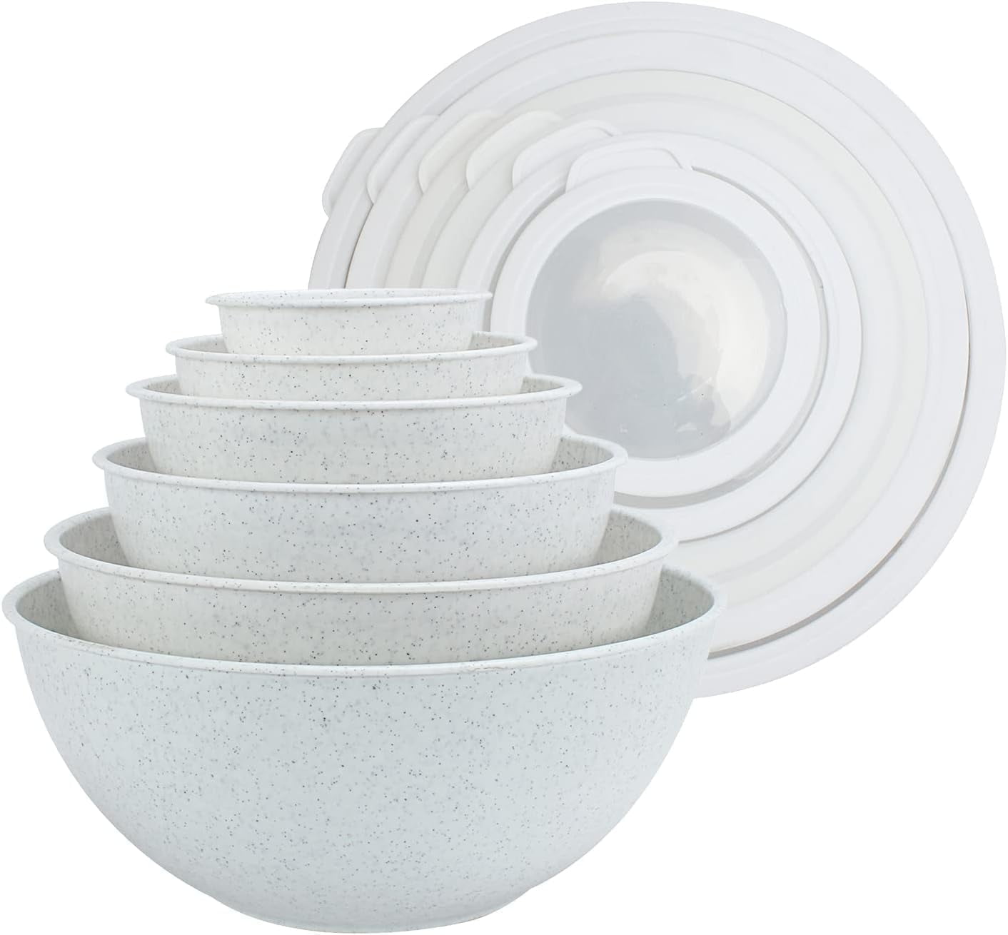 COOK WITH COLOR 12-Pc Mixing Bowls with Lids Set Plastic Bowls for Kitchen, Gray Embossed