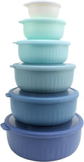 COOK WITH COLOR Meal Prep Containers Wide Mixing Bowls Food Storage Containers with Lids, Blue 12 Pcs