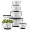 JoyJolt Stainless Steel Mixing Bowls with Lids Set of 7, Black