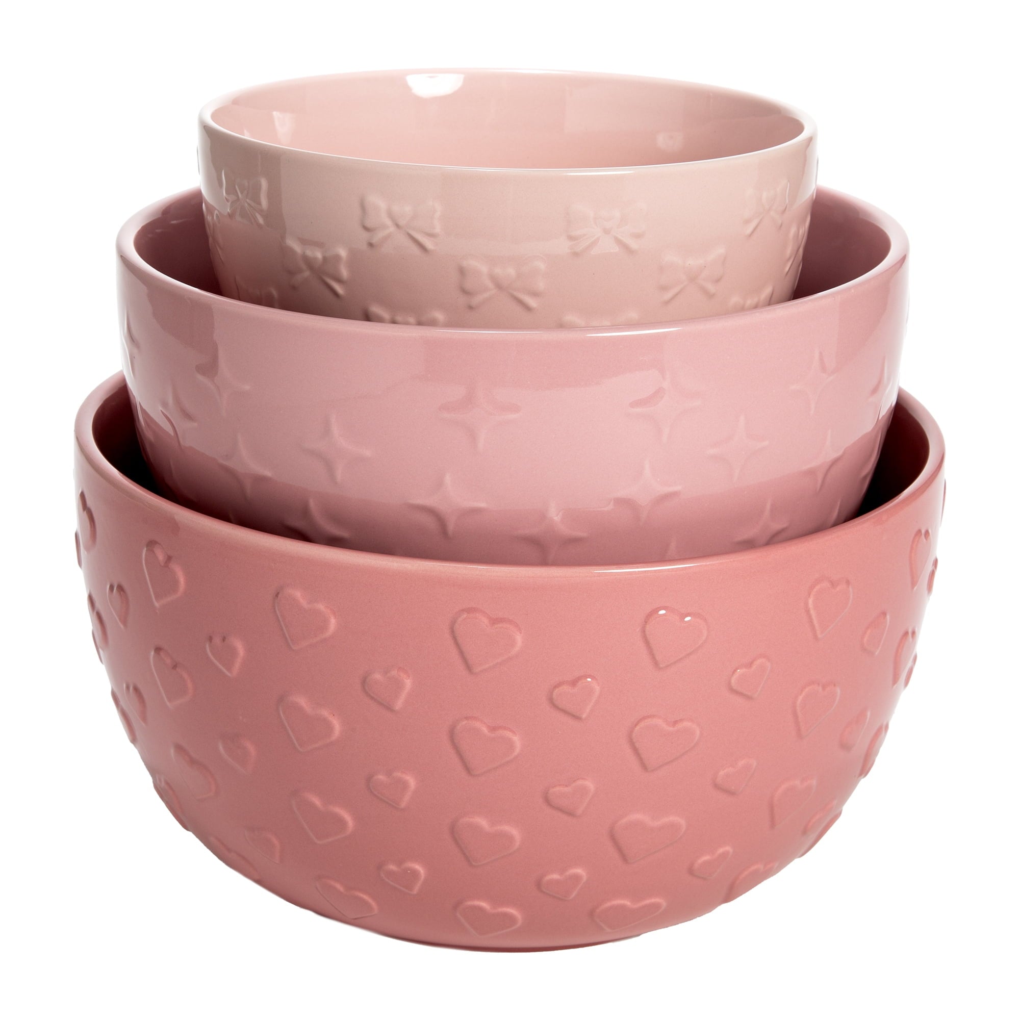 Paris Hilton 3 Piece Ceramic Bowl Set, Durable Stoneware, 1.5qt., 3qt., 5qt. Sizes