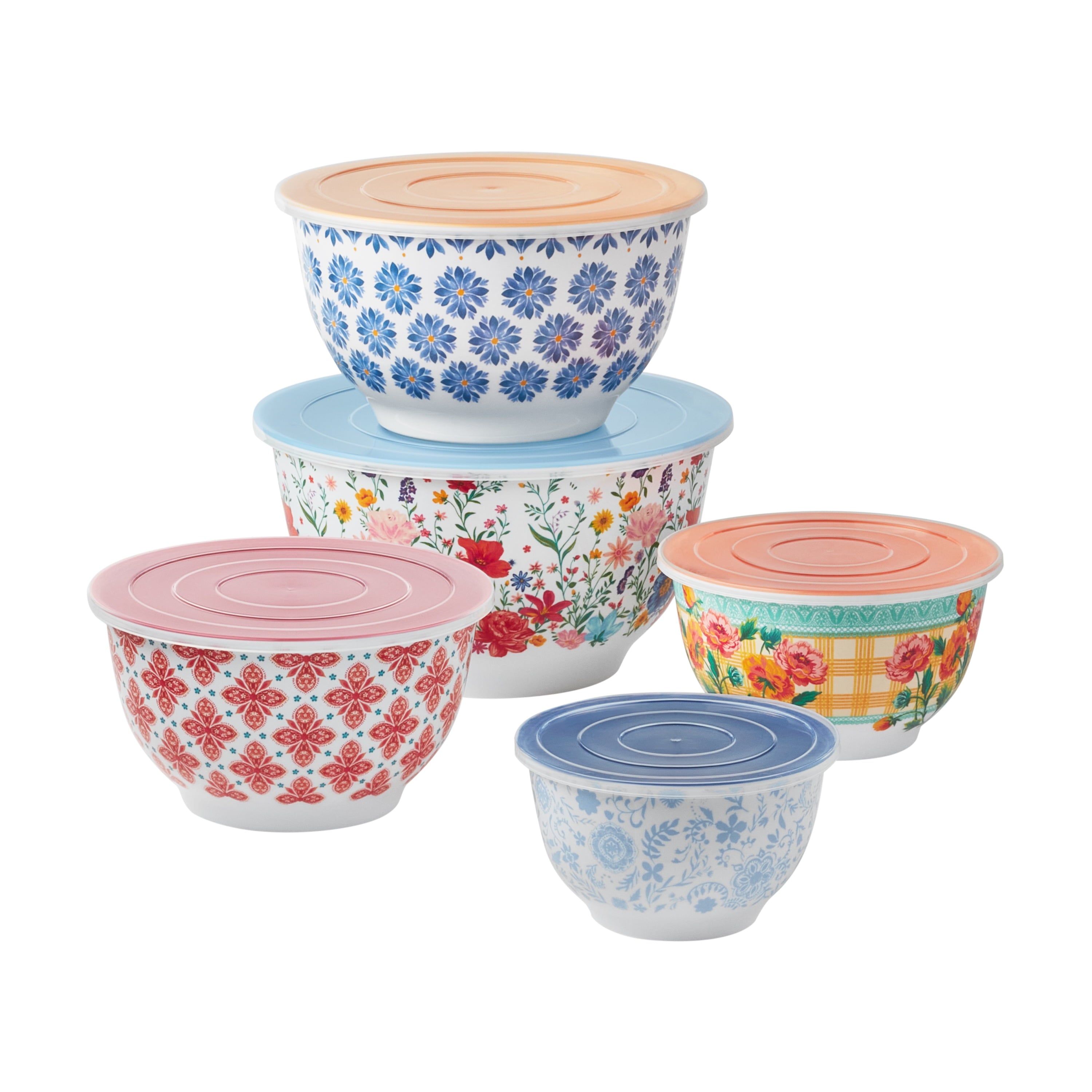 The Pioneer Woman 10-Piece Melamine Mixing Bowl Set, Fancy Flourish