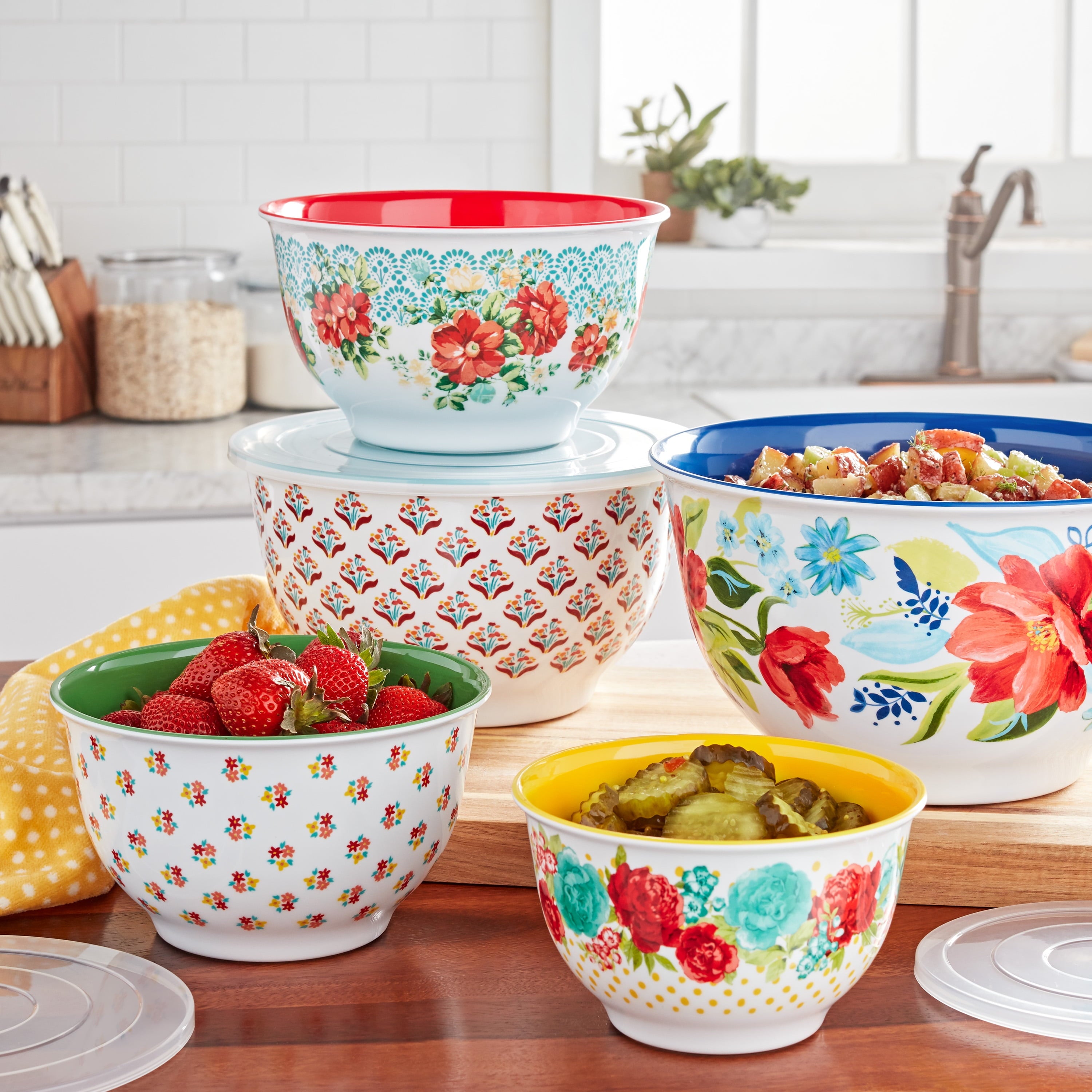 The Pioneer Woman 10-Piece Melamine Mixing Bowl Set, Fancy Flourish
