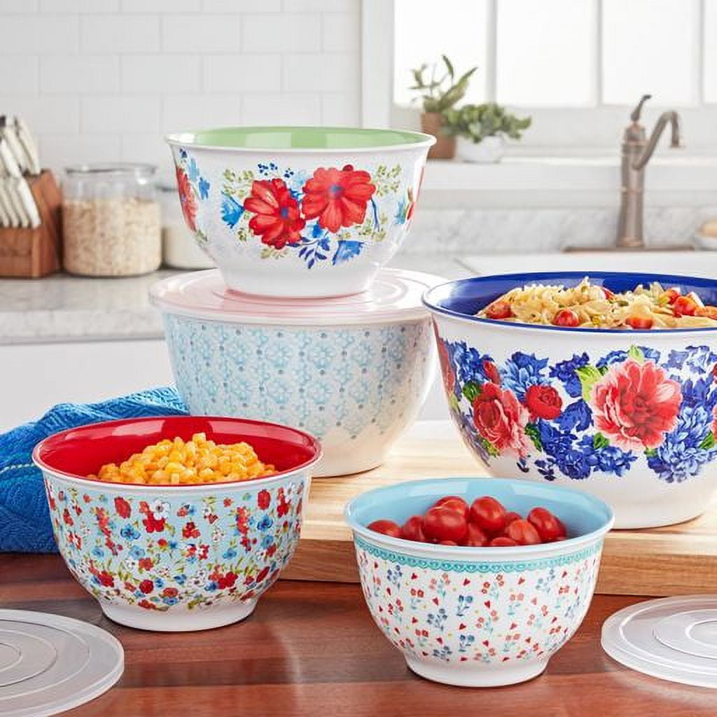 The Pioneer Woman 10-Piece Melamine Mixing Bowl Set, Fancy Flourish