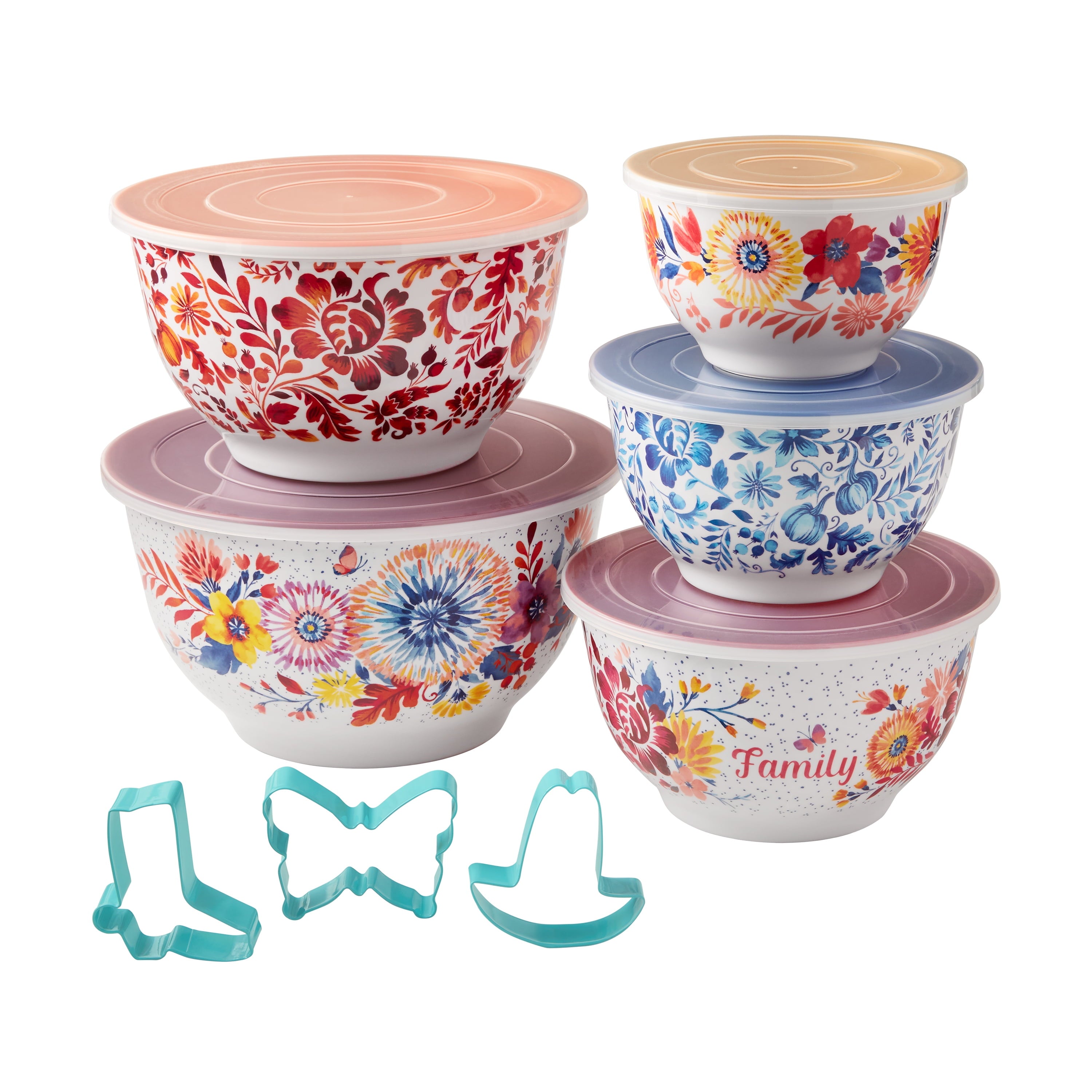 The Pioneer Woman 10-Piece Melamine Mixing Bowl Set, Fancy Flourish