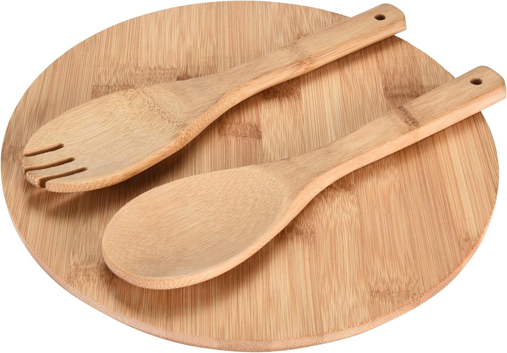 Vdomus Bamboo Fiber Salad Bowl Set with Wooden Lids - Perfect for Serving, Mixing, and Prepping Fruits, Pasta, Cheese, Ramen, Bread, and More!