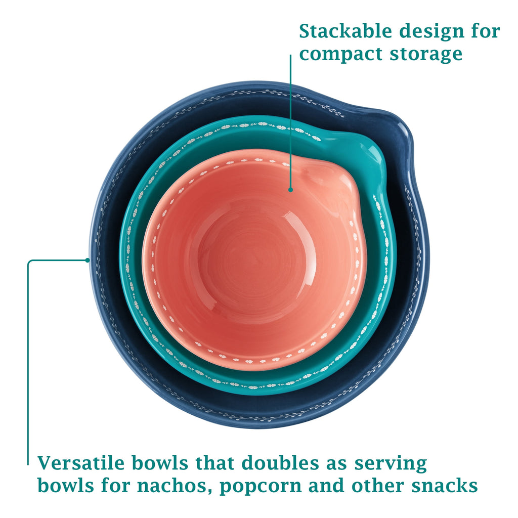 The Pioneer Woman Keepsake Floral 3-Piece Ceramic Mixing Bowl Set