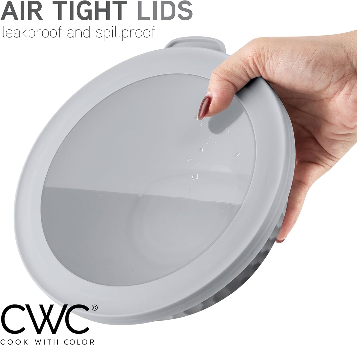 COOK WITH COLOR 12-Pc Mixing Bowls with Lids Set Plastic Bowls for Kitchen, Gray Embossed