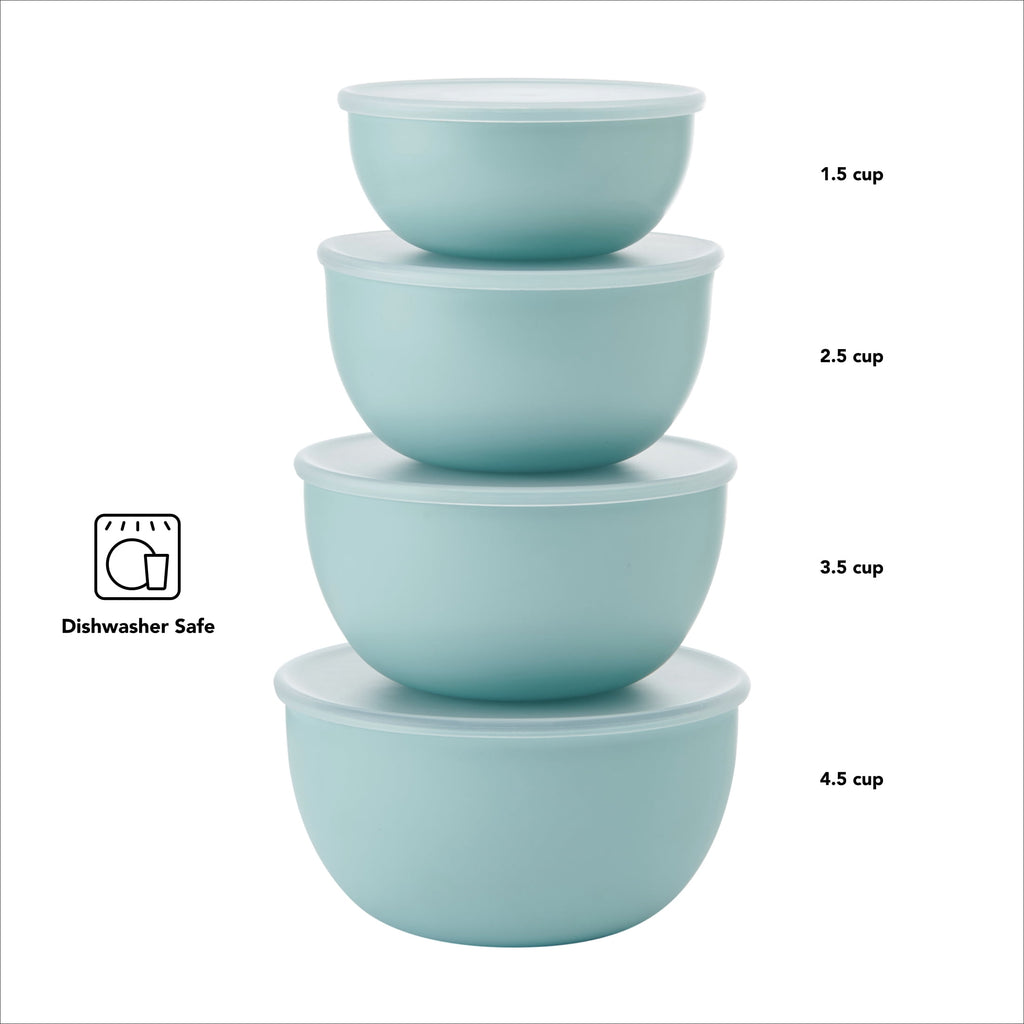 KitchenAid 7-Piece Plastic Nesting Mixing Bowl Set and Prep Bowls with Lids, Mineral Water