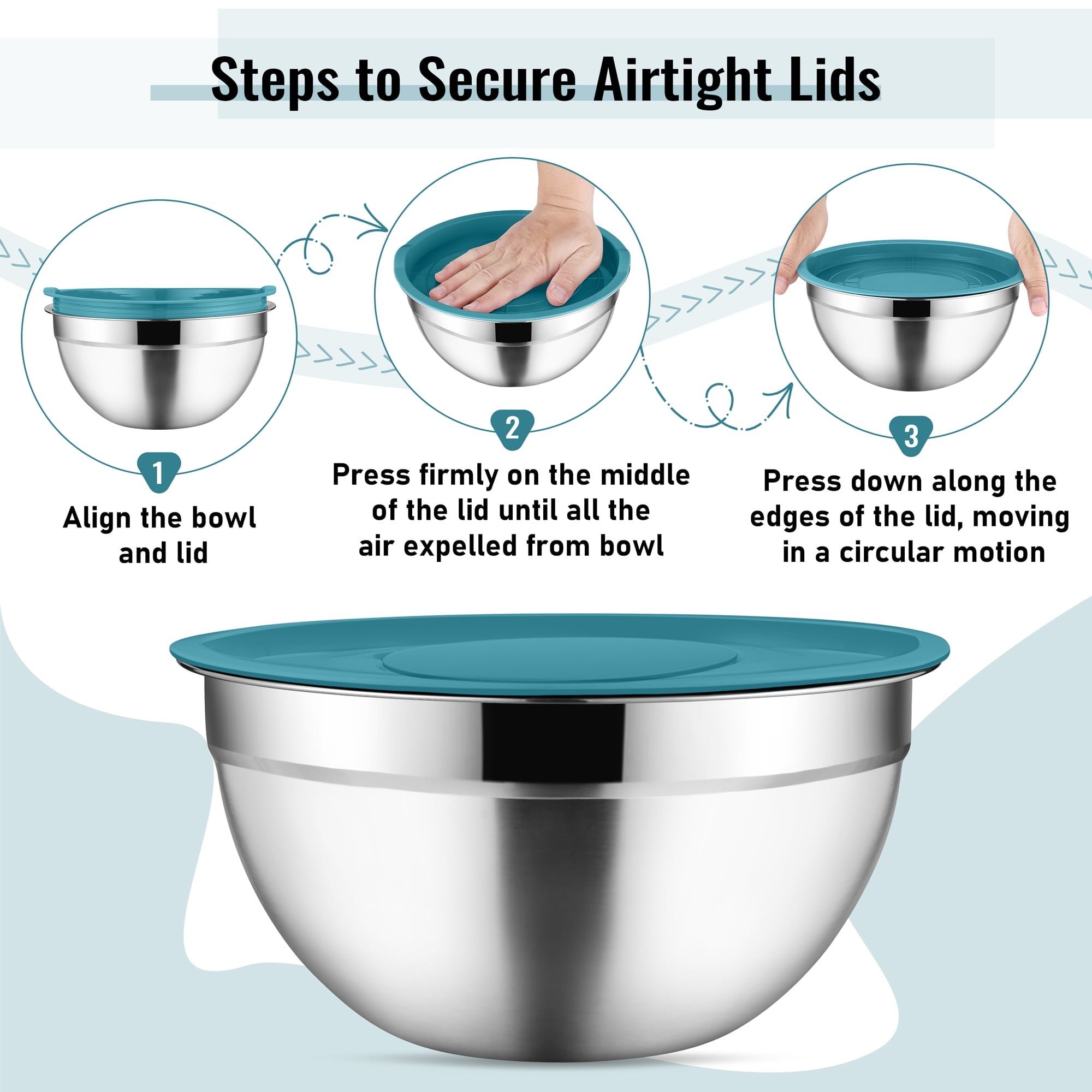 Vesteel 35PCS Mixing Bowls with Lids Set, Stainless Steel Nesting Salad Prep Bowls Attach with 3 Graters & Kitchen Utensils for Mixing Serving Grating, Size 4.5/3.5/3/2.5/1.5/1.2/0.7 QT, Multi-color