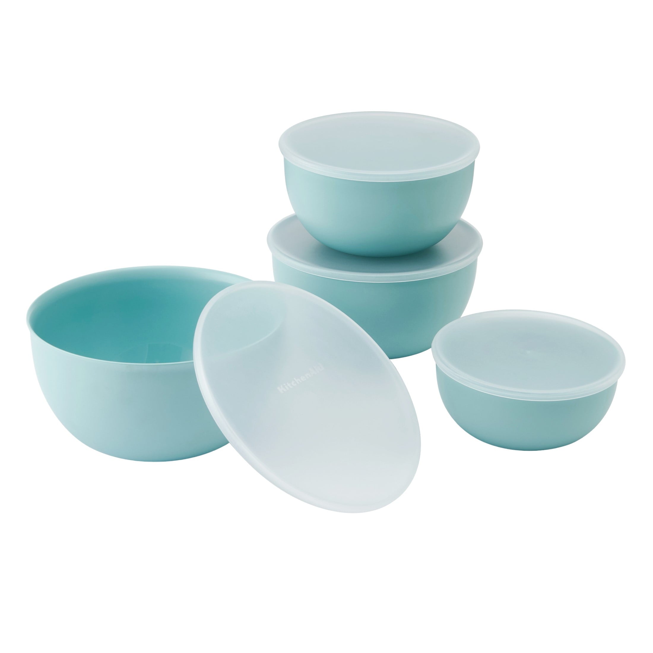 KitchenAid 7-Piece Plastic Nesting Mixing Bowl Set and Prep Bowls with Lids, Mineral Water