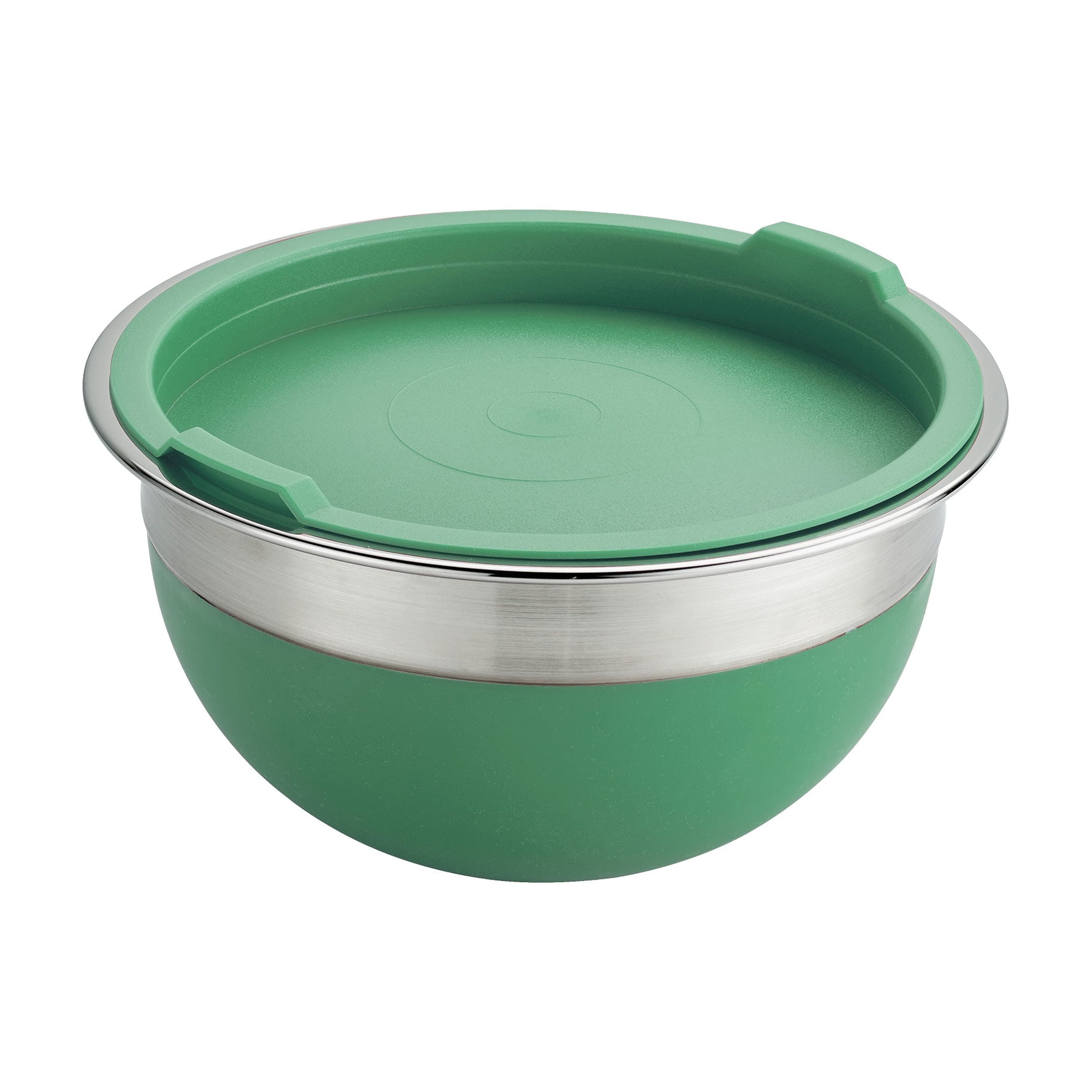 Tramontina 10-Piece Stainless Steel Mixing Bowl Set with Lid, High Wall with Mint Green Silicone Sides, Dishwasher Safe